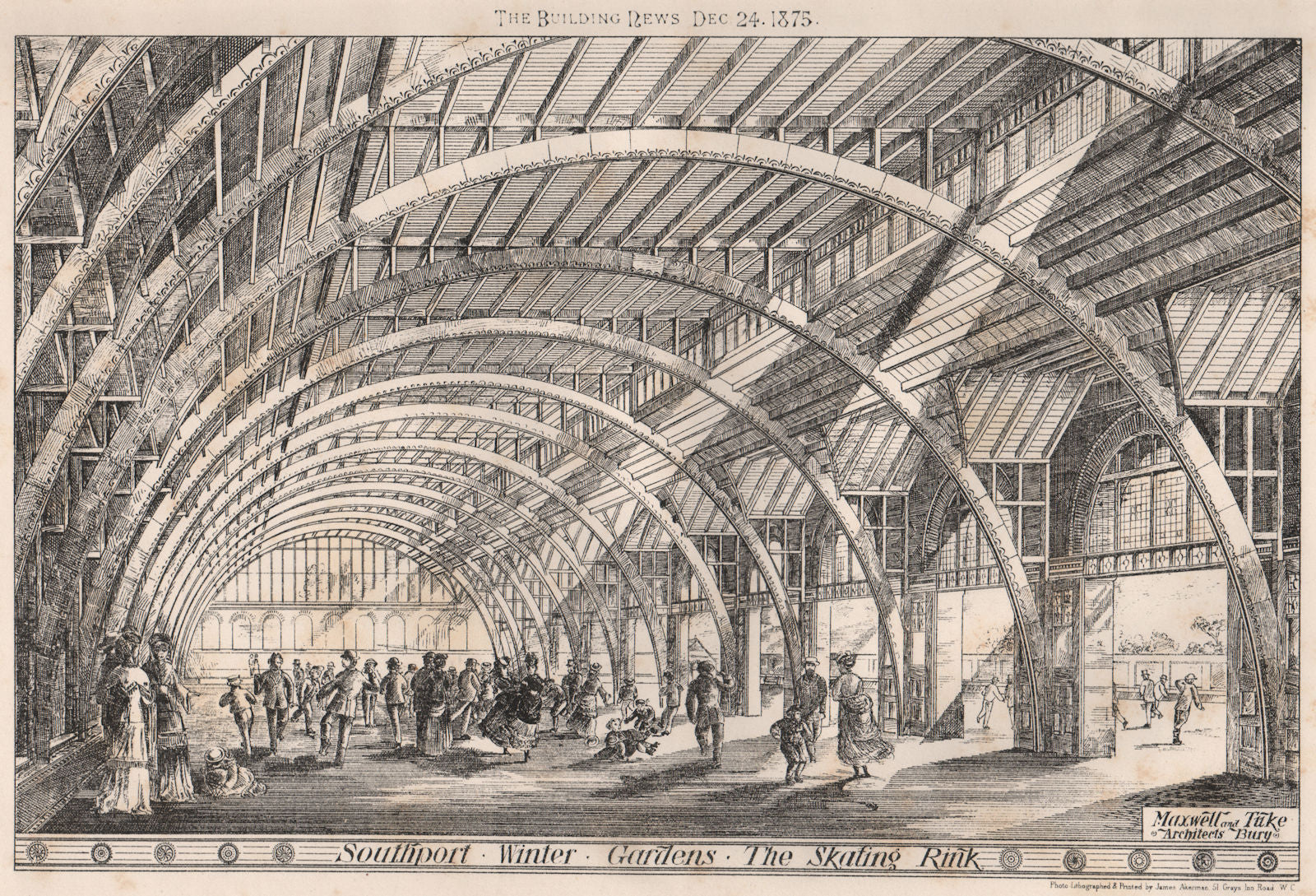 Southport Winter Gardens, Skating Rink; Maxwell & Tuke Bury Archts. Lancs 1875